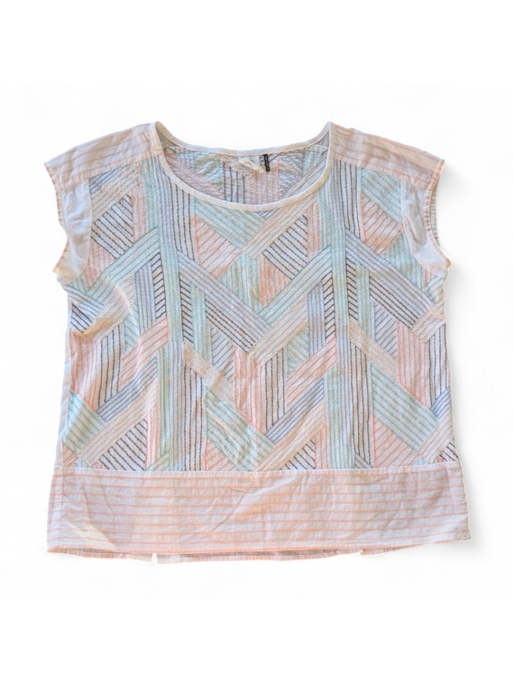 Anthropology embroidered geometric back button oversized shirt - medium petite - Picture 4 of 9